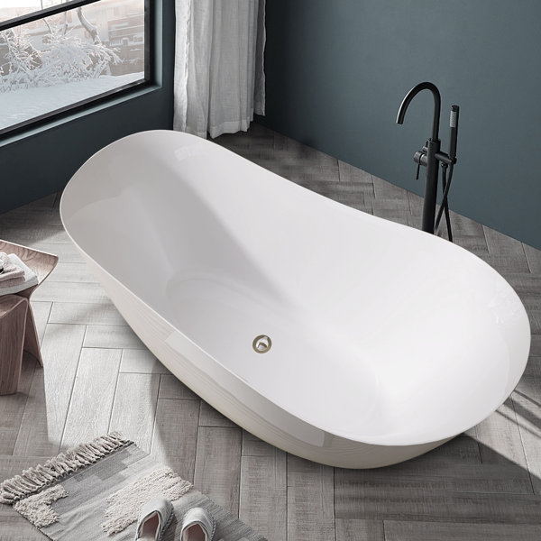 Selected 65" Acrylic Freestanding Tub Classic Oval Shape Soaking Tub